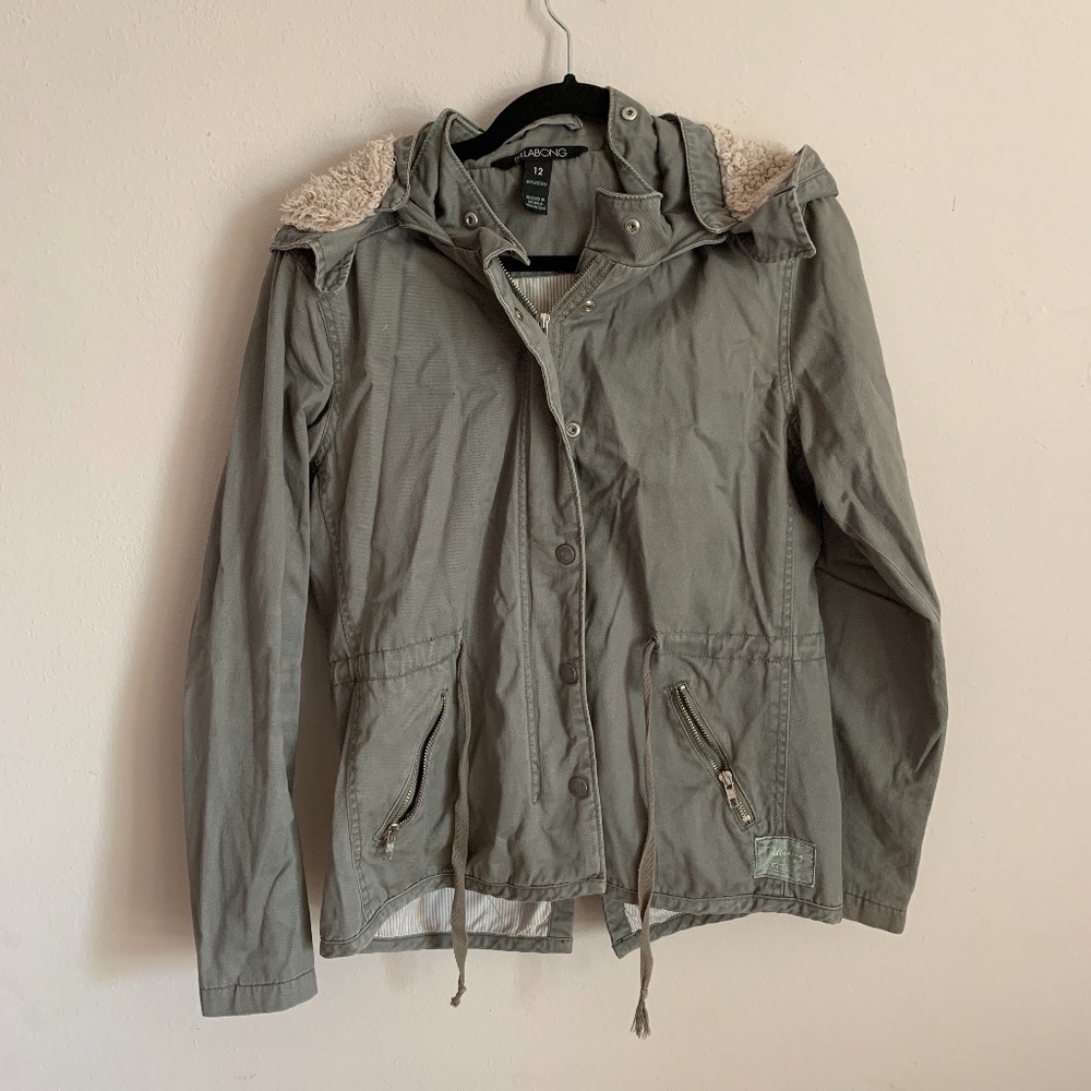 Billabong Green Hooded Jacket 100% Cotton